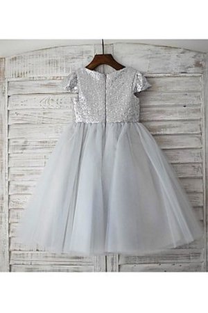 Robe de cortège enfant naturel de princesse col u profond en tulle avec fleurs - Photo 3