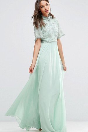 Ärmellos A-Linie schlichtes luxus Brautjungfernkleid mit Reißverschluss mit kurzen Ärmeln - Bild 3
