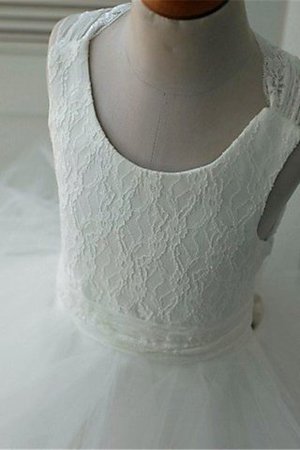 Duchesse-Linie Schaufel-Ausschnitt Organza Bodenlanges Blumenmädchenkleid mit Blume - Bild 3