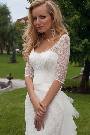 Robe de mariée distinguee avec zip ruchés longs en 1/2 manche col u profond - Photo 3