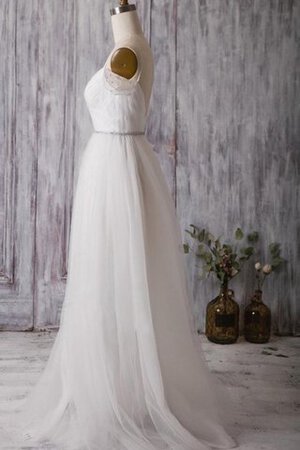 Abito da Sposa Conotta con Criss-cross con Perline Naturale in Tulle A Terra - Foto 3