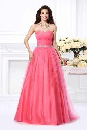 Robe de quinceanera longue plissé manche nulle au drapée en satin - Photo 1