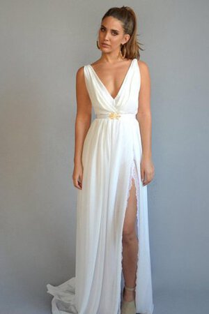Plissiertes gerüschtes bodenlanges glamouröses einfaches Brautkleid mit Sweep zug - Bild 1