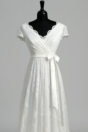 Reißverschluss Spitze stilvolles legeres Brautkleid mit Gürtel mit gekappten Ärmeln - Bild 3