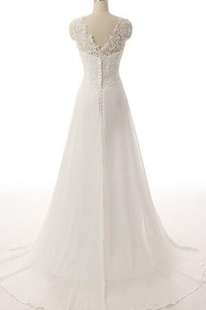 Robe de mariée modeste plissé appliques de col en cœur ruché - Photo 5