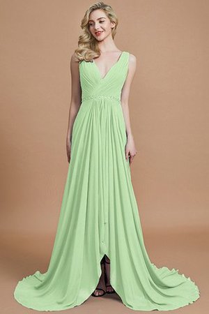 Abito da Damigella Naturale in Chiffon A-Line Principessa Spazzola Treno - Foto 31