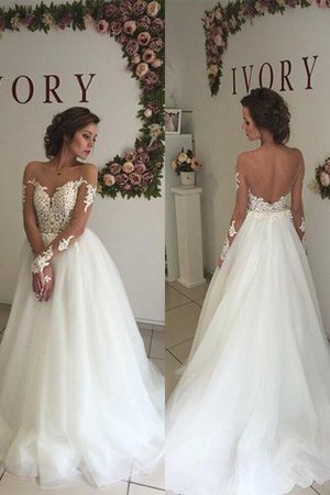 Abito da Sposa Vintage A-Line Spazzola Treno in Organza Elegante - Foto 1