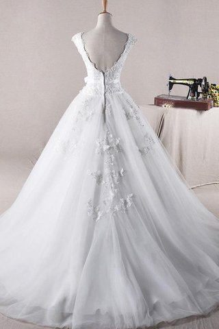 Abito da Sposa in Tulle in pizzo con Perline Lungo con Applique radiosa - Foto 2