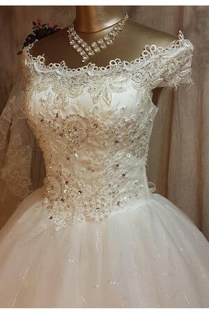 Abito da Sposa con Fiocco con Perline Cappellino in Pizzo Allacciato con Applique - Foto 4