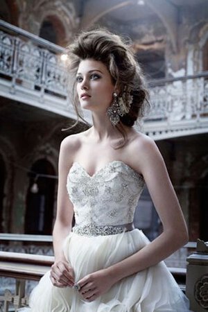 Robe de mariée naturel en organza de mode de bal broder avec perle - Photo 3