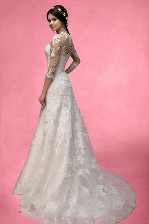 Sweep train Herz-Ausschnitt Meerjungfrau Stil langes konservatives Brautkleid mit Bordüre - Bild 2