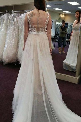 Abito da Sposa Senza Maniche decorato Spazzola Treno Romantico in Tulle Cerniera - Foto 2