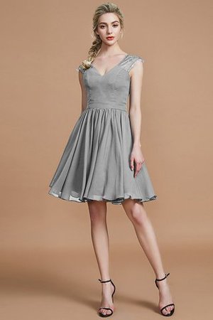 Abito da Damigella in Chiffon Mini A-Line Al Ginocchio Senza Maniche - Foto 32