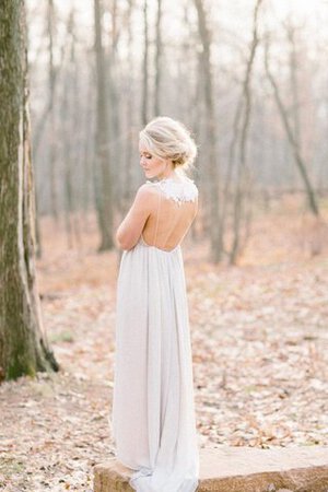 Robe de mariée v encolure decoration en fleur ligne a a plage manche nulle - Photo 5