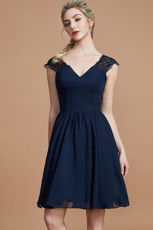 Abito da Damigella in Chiffon Mini A-Line Al Ginocchio Senza Maniche - Foto 5