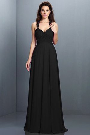 Normale Taille Nackenband Chiffon Sittsames Brautjungfernkleid mit Reißverschluss - Bild 3