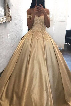 Duchesse-Linie Blendend Schulterfrei Ballkleid aus Satin mit Applike - Bild 1