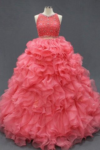 Robe de quinceanera textile en tulle avec perle en satin col en forme de cœur en organza - Photo 2