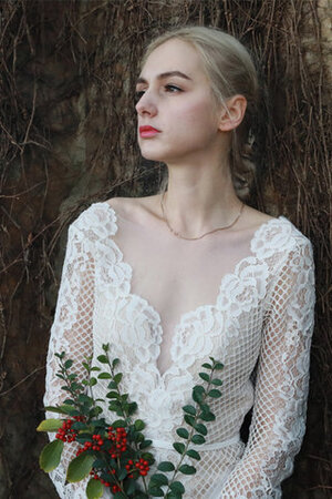 Robe de mariée en plein air avec manche longue fermeutre eclair de col en v angélique - Photo 4