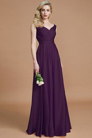 Ärmelloses A Linie Chiffon Normale Taille V-Ausschnitt Brautjungfernkleid - Bild 18