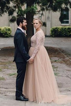 Elegante Vestido de Novia en Encaje de Escote en V de Manga larga de Sin mangas - Foto 5