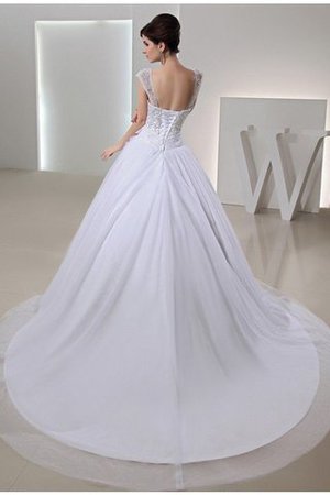 Abito da Sposa Ball Gown Alta Vita Senza Maniche Farfalla Ornamento con Ricamo - Foto 2