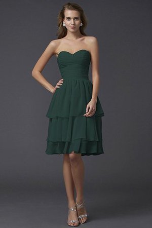 Robe demoiselle d'honneur naturel courte de col en cœur avec sans manches en forme - Photo 9