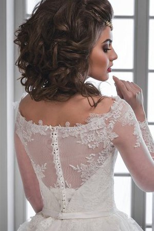 Abito da Sposa Lungo Naturale A-Line in Tulle con Piega con Applique - Foto 4