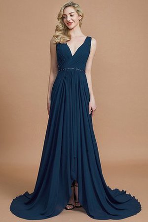 Robe demoiselle d'honneur de princesse avec chiffon de col en v ligne a manche nulle - Photo 15