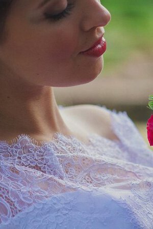 Robe de mariée modeste naturel avec manche courte cordon avec décoration dentelle - Photo 3