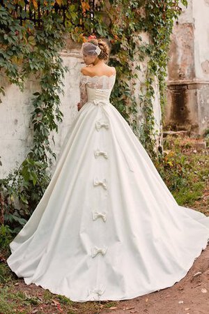 Abito da Sposa con Perline con Piega Coda A Strascico Corto con Fiocco sogno Elegante - Foto 2