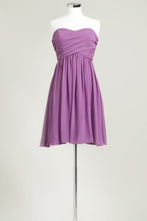 Robe demoiselle d'honneur courte plissé col en forme de cœur avec chiffon ruché - Photo 5