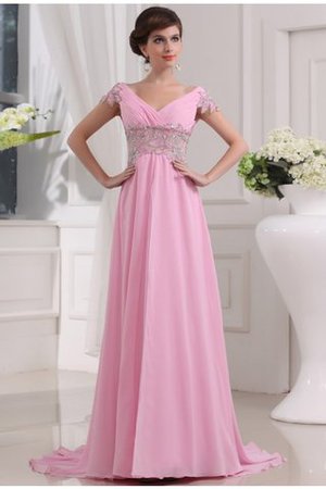 Robe de soirée longue de princesse avec perle en chiffon de traîne courte - Photo 1