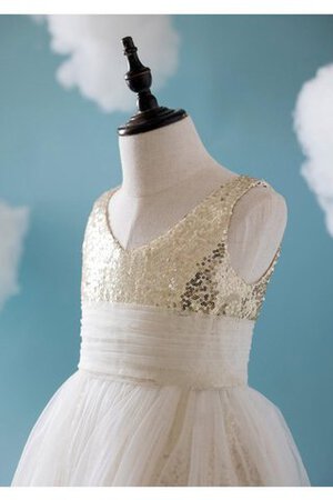 Robe de cortège enfant pailleté de lotus avec perle en tulle ruché - Photo 5