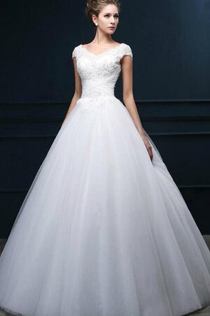 Abito da Sposa V-Scollo Senza Maniche A-Line in pizzo con paillette Allacciato - Foto 2