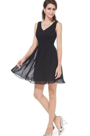 Ärmelloses gerüschtes A-Linie Chiffon schlichtes mini Jugendweihekleid - Bild 3