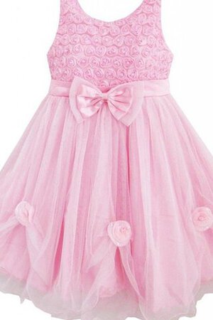 Abito da Cerimonia Bambini in Tulle con Fiore con Perline A-Line Cerniera con Increspature - Foto 1