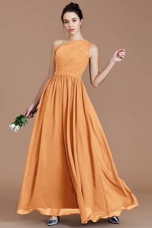 Robe demoiselle d'honneur naturel en chiffon ruché ligne a d'épaule asymétrique - Photo 24