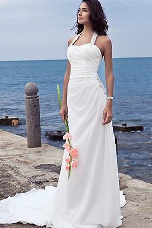 Vestido de Novia de Corte Recto de Playa de Escote halter de Abalorio de Natural - Foto 2