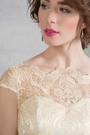 Abito da Sposa con Manica Corte A-Line Cappellino con Applique Barchetta in Tulle - Foto 4