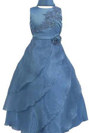 Robe de cortège enfant a-ligne de col haut appliques avec gradins - Photo 1