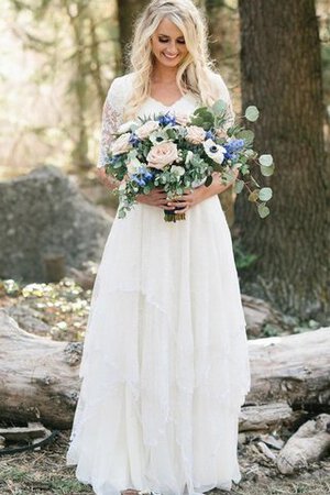 Abito da Sposa A Terra conservatore Vintage Elegante Semplice con Piega - Foto 4