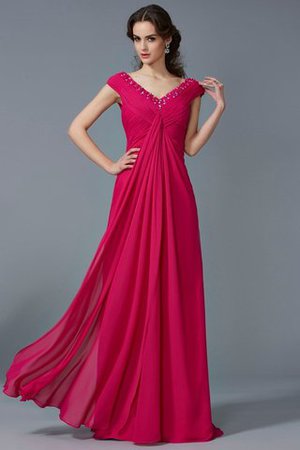 A-Line Prinzessin Chiffon Abendkleid mit kurzen Ärmeln mit V-Ausschnitt - Bild 1