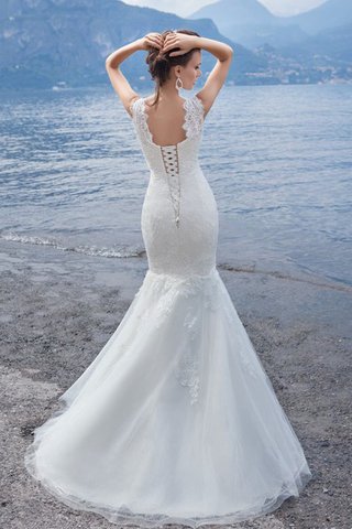 Abito da Sposa Sirena A Terra con Applique Senza Maniche Cuore in pizzo - Foto 2