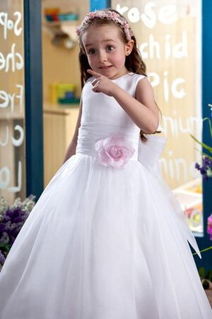 Robe de cortège enfant avec sans manches ruché avec fleurs avec nœud - Photo 3