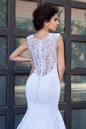 Abito da Sposa Sirena Naturale in Raso Retro con Applique - Foto 4