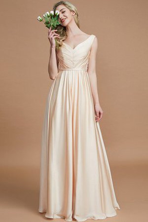 Robe demoiselle d'honneur naturel v encolure de princesse avec sans manches ruché - Photo 4