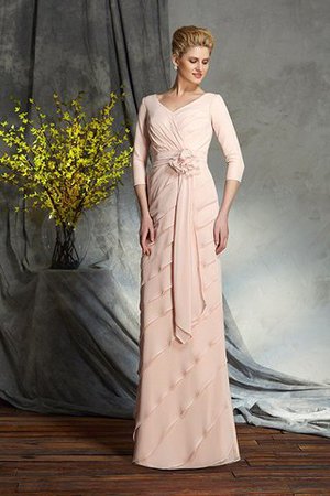 Normale Taille Enges V-Ausschnitt Bodenlanges Brautmutterkleid mit Blume - Bild 5