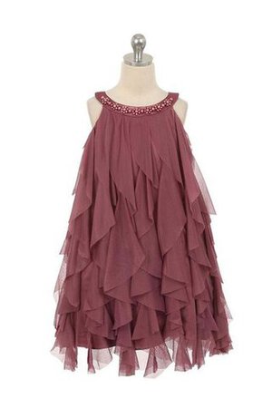 Robe de cortège enfant plissage a-ligne textile en tulle manche nulle de lotus - Photo 3