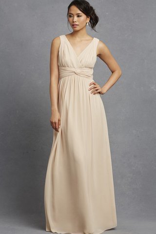 Robe demoiselle d'honneur chic avec sans manches avec chiffon v encolure ruché - Photo 1